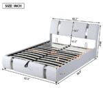 Queen Size Upholstered Faux Leather Platform bed with a Hydraulic Storage System, White - Image 6