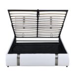 Queen Size Upholstered Faux Leather Platform bed with a Hydraulic Storage System, White - Image 5